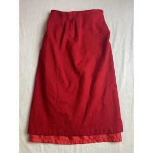 Vintage 90s Fox & Hound Red Size 10 Wool Lined USA Made Career Maxi Pencil Skirt